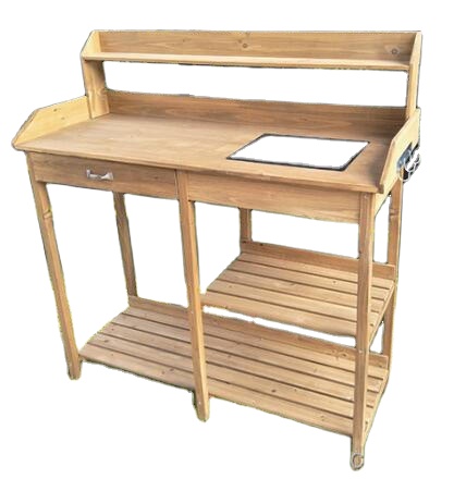 Woodworking Workbench - Wooden Potting Bench Table with Sink,Outdoor