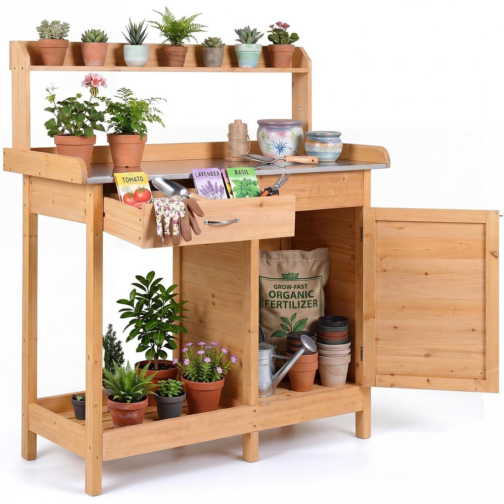 Outdoor Potting Bench Table Wo - Woodworking Workbench ulasan dan harga